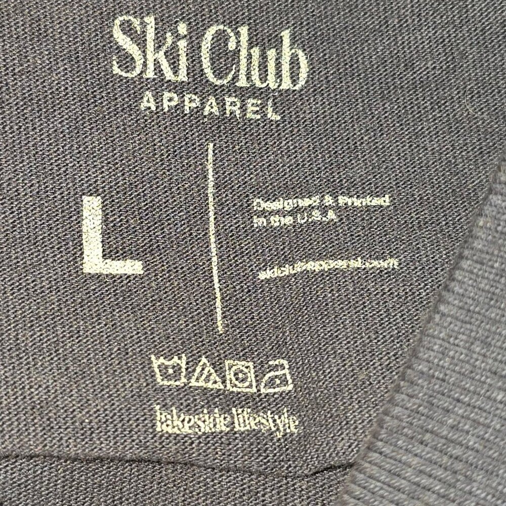 Ski Club Graphic Mens T-Shirt Charcoal Gray Lakeside Lifestyle Cotton Crewneck, - Picture 5 of 5